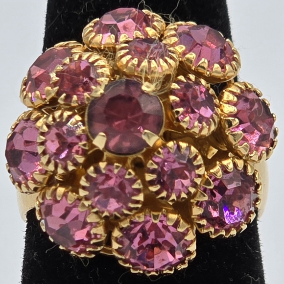 Pink Rhinestone Cluster Ring - Picture 3 of 7